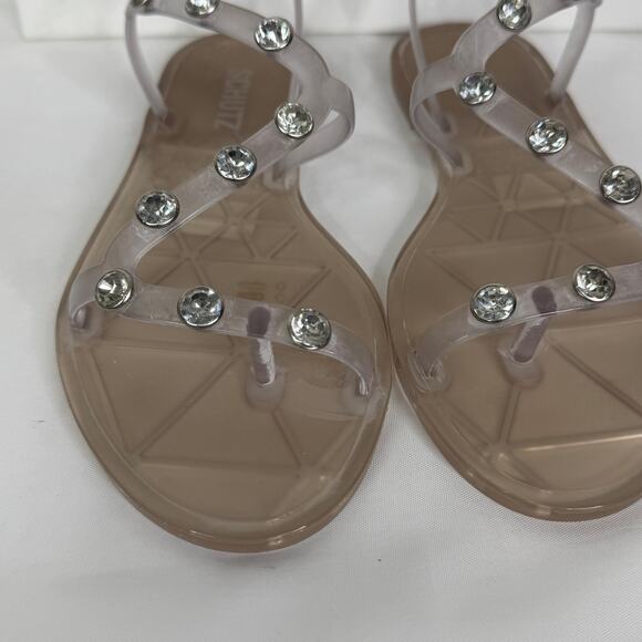 Schutz Bria Crystal Clear Jelly Embellished Sandal with Dust Bag Size 6 NIB - Picture 10 of 13